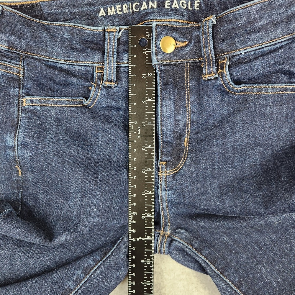 American Eagle Hi-Rise Jegging Dark Wash Size 26p Stretch Raw Hem Jeans - Picture 9 of 12
